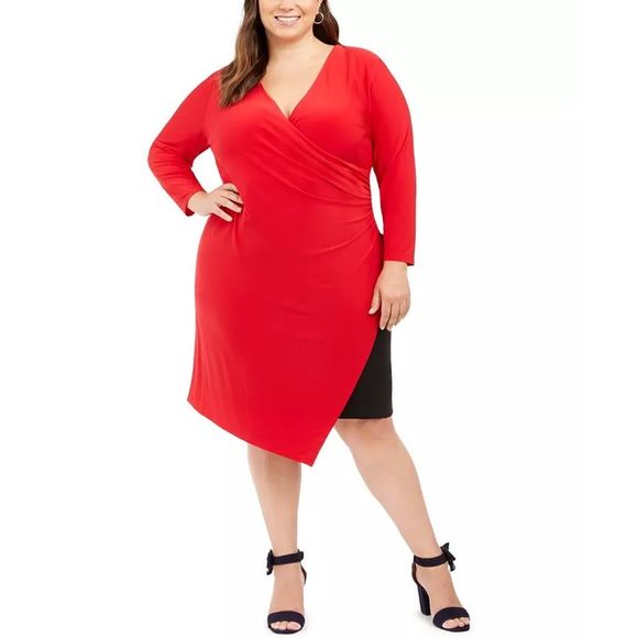 Tommy Hilfiger Red Asymmetrical Wrap Dress - Picture 1 of 4